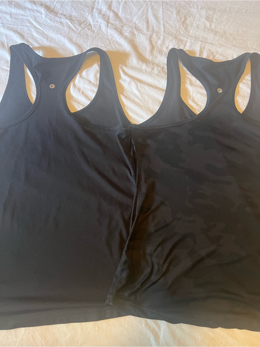 Women’s Black and Black Camo Racerback Workout Tank Set of 2 Size L